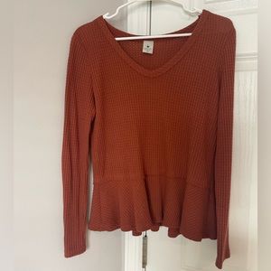 Waffle knit Long Sleeve Top